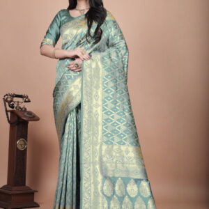 Mameraa Women Woven Design Geometric Saree - Image 1