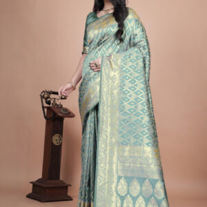 Mameraa Women Woven Design Geometric Saree - Image 4