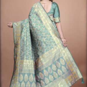 Mameraa Women Woven Design Geometric Saree - Image 5
