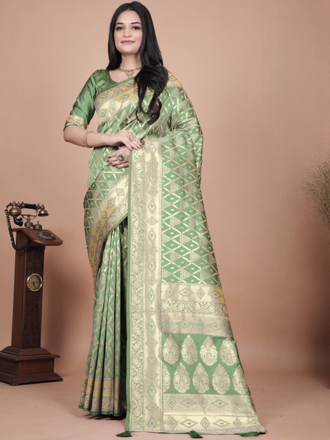 Mameraa Women Woven Design Zari Saree