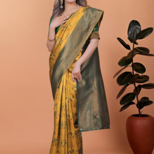 Mameraa Woven Design Ethnic Motifs Zari Saree - Image 4