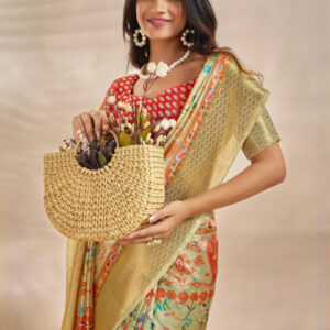 Mameraa Woven Design Ethnic Motifs Zari Saree - Image 2