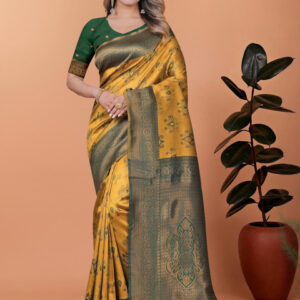 Mameraa Woven Design Ethnic Motifs Zari Saree - Image 1