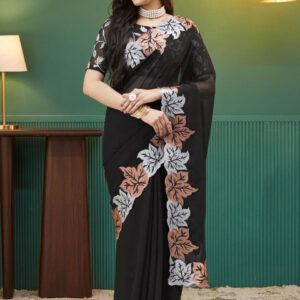 Mameraa Zari Embroidered Border Saree With Blouse Piece - Image 1
