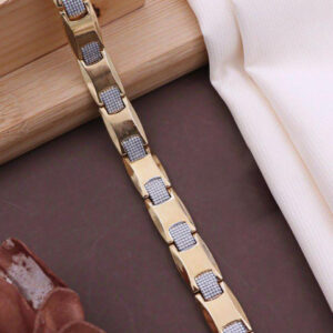 Mameraa Men Gold-Plated Artificial Stones Studded Link Bracelet - Image 1