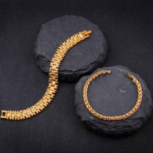 Mameraa Men Gold-Plated Artificial Stones Studded Link Bracelet - Image 1