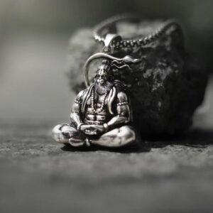 Mameraa Men Silver Plated Hanuman Pendants With Chains - Image 1