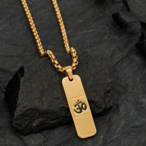 Mameraa Men Gold-Plated Om Pendant With Box Chain - Image 1