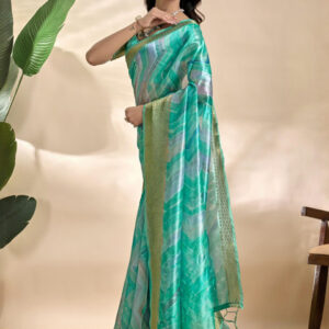 Mameraa Abstract Printed Zari Saree - Image 4