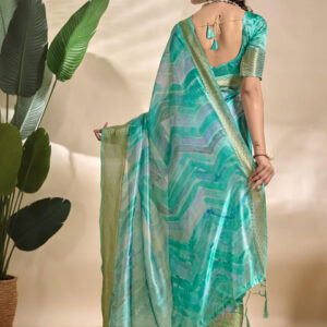 Mameraa Abstract Printed Zari Saree - Image 5