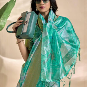 Mameraa Abstract Printed Zari Saree - Image 2
