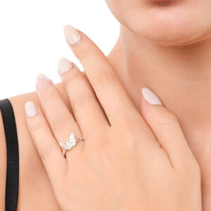 Mameraa Cubic Zirconia Studded Butterfly Solitaire Finger Ring - Image 3