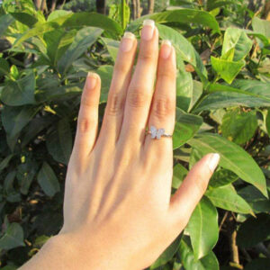 Mameraa Cubic Zirconia Studded Butterfly Solitaire Finger Ring - Image 2