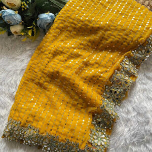Mameraa Embellished Sequinned Saree With Blouse Piece - Image 4