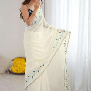 Mameraa Ethnic Motifs Embroidered Saree With Unstitched Blouse Piece - Image 3