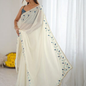 Mameraa Ethnic Motifs Embroidered Saree With Unstitched Blouse Piece - Image 4