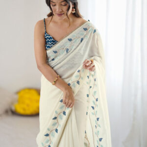 Mameraa Ethnic Motifs Embroidered Saree With Unstitched Blouse Piece - Image 2