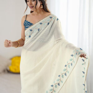 Mameraa Ethnic Motifs Embroidered Saree With Unstitched Blouse Piece - Image 6