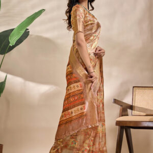 Mameraa Ethnic Motifs Printed Zari Saree - Image 3