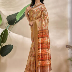 Mameraa Ethnic Motifs Printed Zari Saree - Image 4