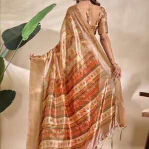 Mameraa Ethnic Motifs Printed Zari Saree - Image 5