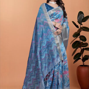 Mameraa Ethnic Motifs Printed Zari Saree - Image 3
