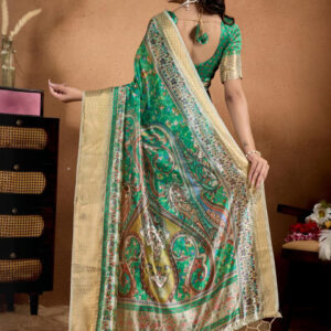 Mameraa Ethnic Motifs Printed Zari Saree With Woven Design Border - Image 4