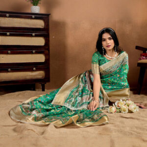 Mameraa Ethnic Motifs Printed Zari Saree With Woven Design Border - Image 5