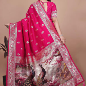 Mameraa Ethnic Motifs Woven Design Zari Saree - Image 3