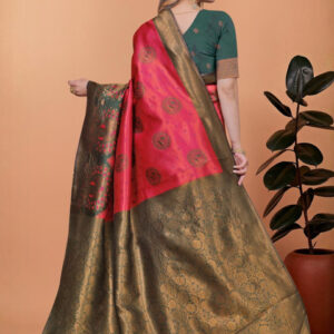 Mameraa Ethnic Motifs Woven Design Zari Saree - Image 3