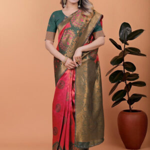 Mameraa Ethnic Motifs Woven Design Zari Saree - Image 4