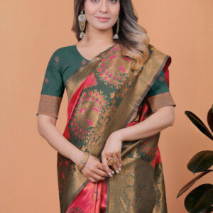 Mameraa Ethnic Motifs Woven Design Zari Saree - Image 5