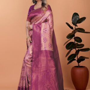 Mameraa Ethnic Motifs Woven Design Zari Saree - Image 3