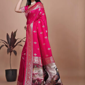 Mameraa Ethnic Motifs Woven Design Zari Saree - Image 2