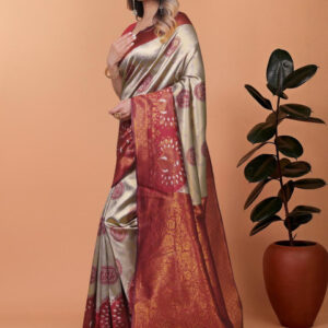 Mameraa Ethnic Motifs Woven Design Zari Saree - Image 2