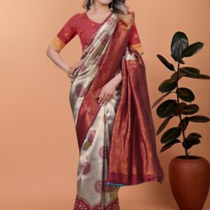 Mameraa Ethnic Motifs Woven Design Zari Saree - Image 4