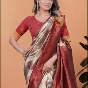 Mameraa Ethnic Motifs Woven Design Zari Saree - Image 5