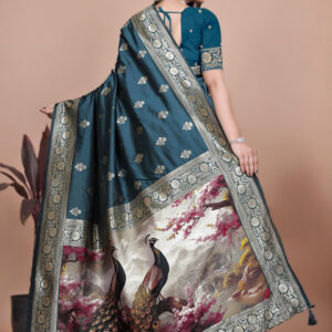 Mameraa Ethnic Motifs Woven Design Zari Saree With Blouse Piece - Image 3