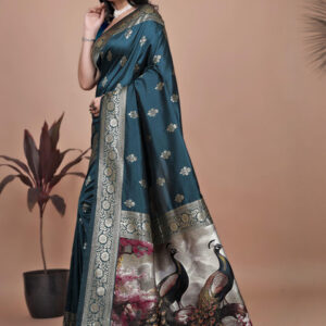 Mameraa Ethnic Motifs Woven Design Zari Saree With Blouse Piece - Image 4