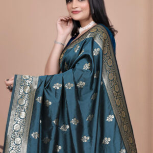 Mameraa Ethnic Motifs Woven Design Zari Saree With Blouse Piece - Image 5