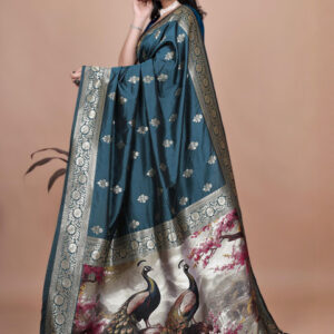 Mameraa Ethnic Motifs Woven Design Zari Saree With Blouse Piece - Image 2