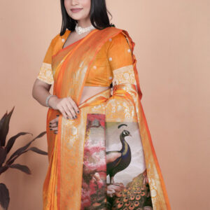 Mameraa Ethnic Motifs Zari Saree - Image 2
