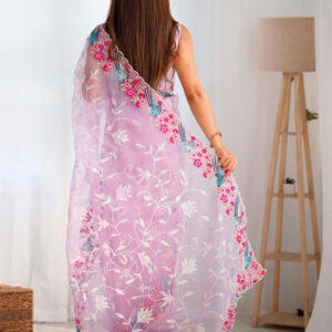 Mameraa Floral Embellished Art Silk Saree - Image 3