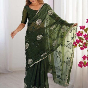 Mameraa Floral Embellished Embroidered Saree With Blouse Piece - Image 3
