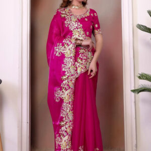 Mameraa Floral Embroidered Saree - Image 4