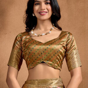 Mameraa Floral Print Zari Saree With Blouse Piece - Image 6