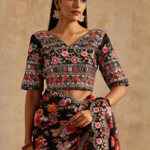 Mameraa Floral Printed Saree With Blouse Piece - Image 7