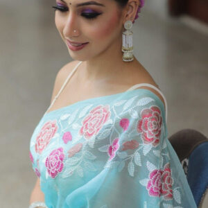 Mameraa Floral Printed Saree With Blouse Piece - Image 4