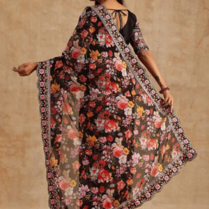 Mameraa Floral Printed Saree With Blouse Piece - Image 3