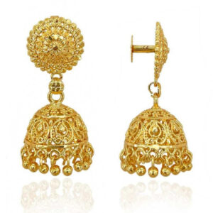 Mameraa Gold Plated Artificial Beaded Dome Shaped Jhumkas - Image 2